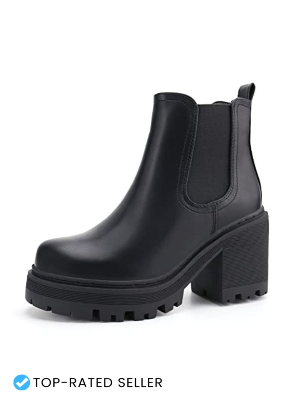 Women's Chelsea Ankle Boots Platform Heels Pull-On Rubber Sole